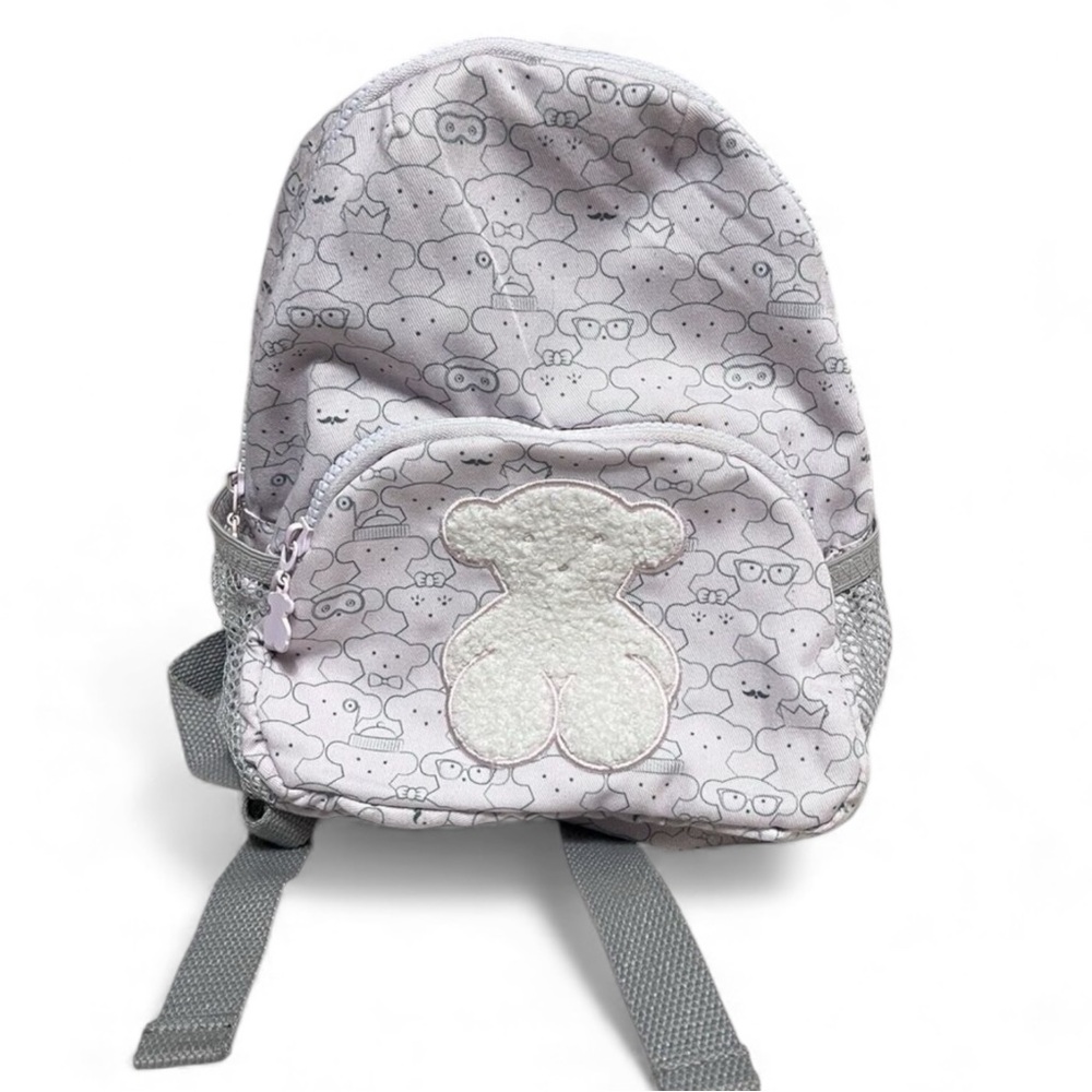 TOUS Mini Backpack | Lilac Bear Print Backpack | Cute Lightweight Everyday Bag